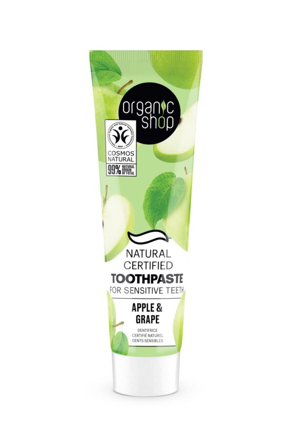 PASTA DE DIENTES NATURAL CERTIFICADA PARA SENSIBILIDAD DENTAL, MANZANA Y UVA - 100 gr